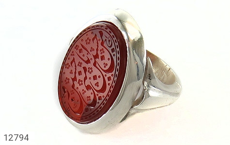 انگشتر نقره عقیق یمنی قرمز درشت حسین منی مردانه [حسین منی و انا من حسین] - 12794